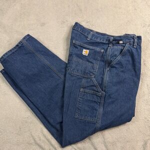 Carhartt FR Flame Resistant Carpenter Jeans Mens 36x31 Blue FRB13 DNM CAT 2 EUC!